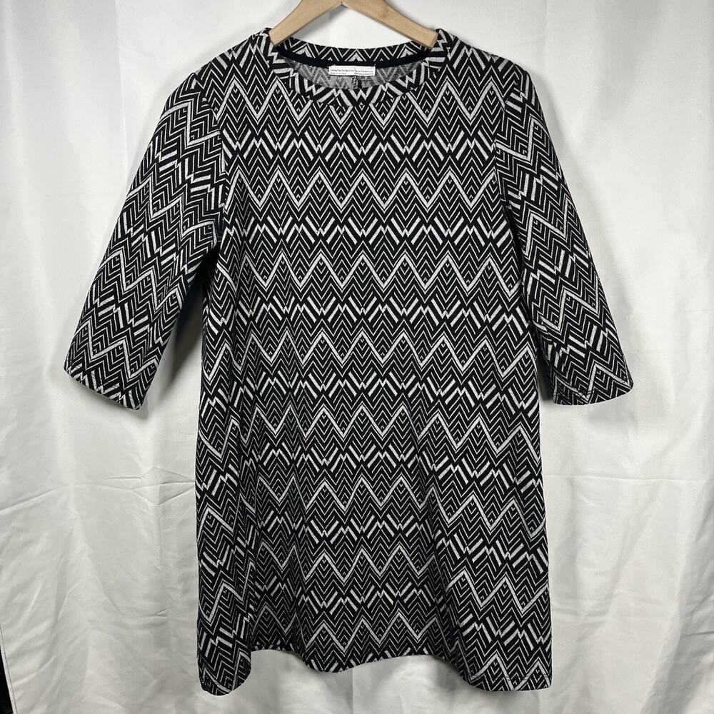 Zara Trafaluc Fall winter collection mini dress womens large black white chevron